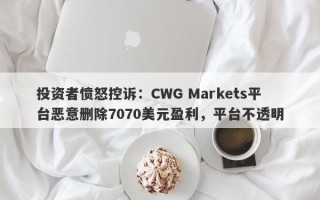 投资者愤怒控诉：CWG Markets平台恶意删除7070美元盈利，平台不透明