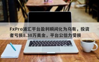 FxPro浦汇平台盈利瞬间化为乌有，投资者亏损8.38万美金，平台公信力受损