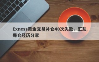 Exness黄金交易补仓40次失败，汇友爆仓经历分享