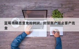 蓝莓市场恶意克扣利润，封禁账户阻止客户出金