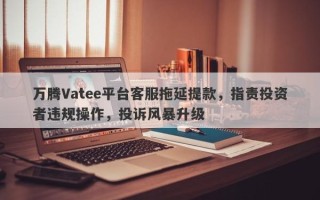 万腾Vatee平台客服拖延提款，指责投资者违规操作，投诉风暴升级