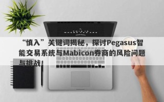 “慎入”关键词揭秘，探讨Pegasus智能交易系统与Mabicon券商的风险问题与挑战！