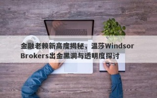 金融老赖新高度揭秘，温莎Windsor Brokers出金黑洞与透明度探讨