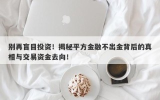 别再盲目投资！揭秘平方金融不出金背后的真相与交易资金去向！