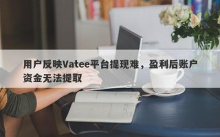 用户反映Vatee平台提现难，盈利后账户资金无法提取