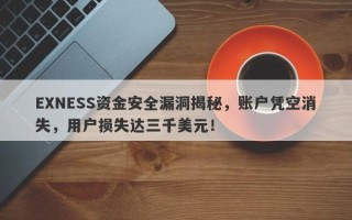 EXNESS资金安全漏洞揭秘，账户凭空消失，用户损失达三千美元！