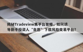 揭秘Tradeview黑平台策略，如何诱导新手投资人“自愿”下载风险交易平台？