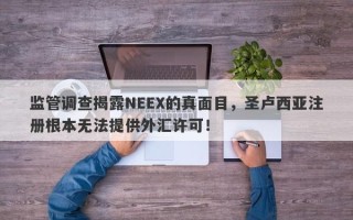 监管调查揭露NEEX的真面目，圣卢西亚注册根本无法提供外汇许可！