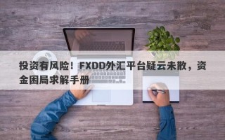 投资有风险！FXDD外汇平台疑云未散，资金困局求解手册