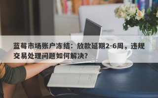 蓝莓市场账户冻结：放款延期2-6周，违规交易处理问题如何解决？