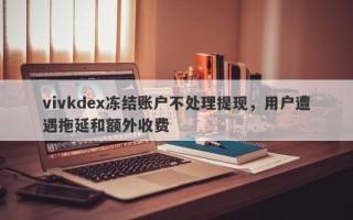 vivkdex冻结账户不处理提现，用户遭遇拖延和额外收费