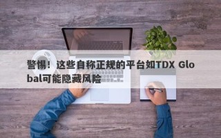 警惕！这些自称正规的平台如TDX Global可能隐藏风险