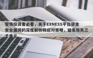 警惕投资者必看，关于EXNESS平台资金安全漏洞的深度解析和应对策略，避免损失三千美元。