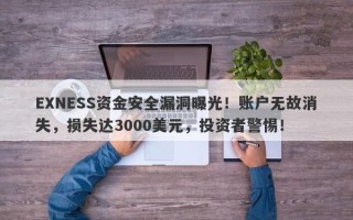 EXNESS资金安全漏洞曝光！账户无故消失，损失达3000美元，投资者警惕！