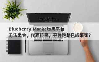 Blueberry Markets黑平台无法出金，代理拉黑，平台跑路已成事实？